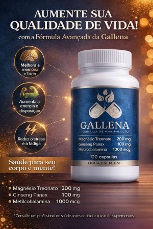 Magnésio Treonato 200mg + Ginseng Panax 100mg + Vitamina B12 Metilcobalamina 1000mcg