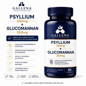 Psyllium 250mg + Glucomannan 250mg - 60 Cápsulas